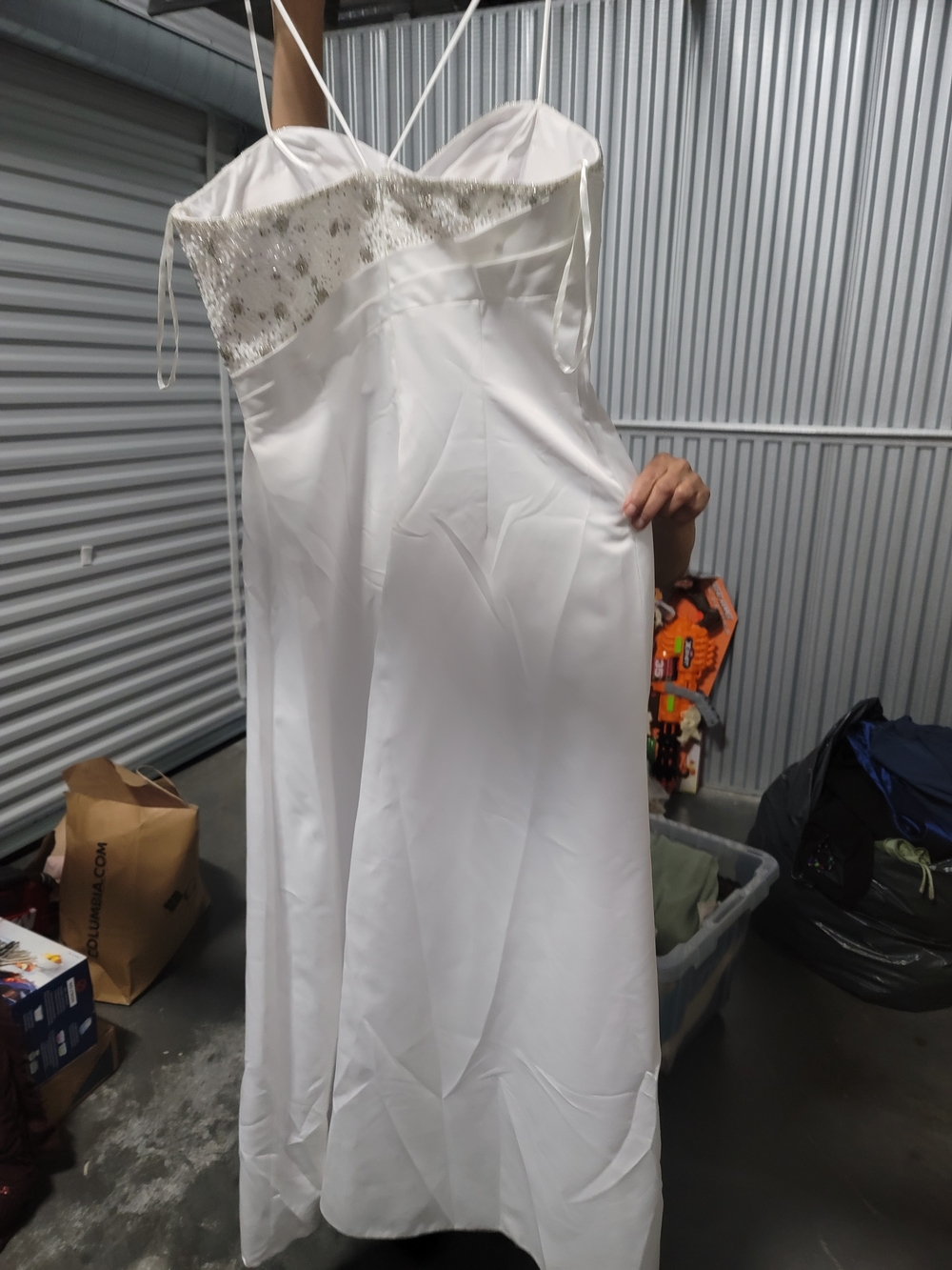 Jovani White Strapless Gown with Gold Beaded Bodice - Picture 4 of 6
